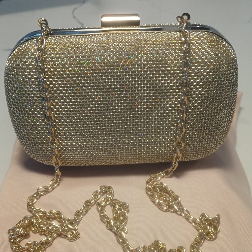 Gold mesh,  glitter pristne ,never used clutch/ evening bag